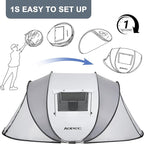 Pop Up Camping Tent, 2/4/6 Person Instant Tent Waterproof PU4500mm, Spacious Ventilated Camping Tent with Front Porch, Quick Setup Lightweight Portable for Outdoor Camping Hiking Beach