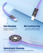 for Apple Watch Charger Fast Charging,3 in 1 Multi Chargers Cable with 20W USB C Charger, iWatch Charger Cord 6FT for iWatch Series Ultra2/SE/10/9/8/7/6/5/4/3/iPhone 15 16 Pro Max/14/13/12/11(Purple)