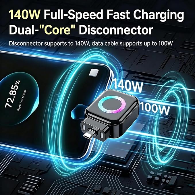 Kuwajia Charger, Ai Smart Auto Cut Adapter, Full Battery Auto Disconnect, 140w Fast Charging Station with Protective Memory Silicone Padding, Battery Protection Adapter Compatible