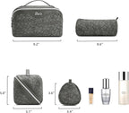 BOYATU Travel Makeup Bag Cosmetic Bags for Women: Large Capacity 3 Pcs Set Make up Bag with Compartments - Waterproof Vegan Leather Toiletry Organizer Bags with Handle (Z-62Grey)