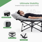 OLIXIS Folding Camping Cot, Rollaway Bed, Portable Camping Bed for Indoor & Outdoor, Sleeping Cot for Adults, 3.5'' Cushion, 440 lbs Sturdy Frame, Quick Setup, Compact Carry & Storage, Grey
