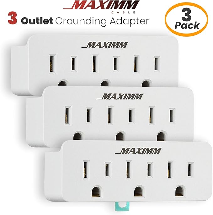 2 Prong to 3 Prong Outlet Adapter Converter (3-Pack) 3 Grounding Plug White, Turn 2-Prong Outlet to 3 Ground Outlets, ETL Listed Fireproof 395°F Resistant