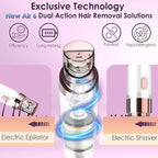 Gurelax Facial Hair Remover, Hair Removal Epilator for Women, Plucker for Face, Lip, 2-in-1 Epilation System, All Ages and Skin Types,with Brush, Pouch