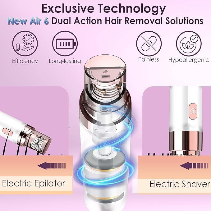 Gurelax Facial Hair Remover, Hair Removal Epilator for Women, Plucker for Face, Lip, 2-in-1 Epilation System, All Ages and Skin Types,with Brush, Pouch