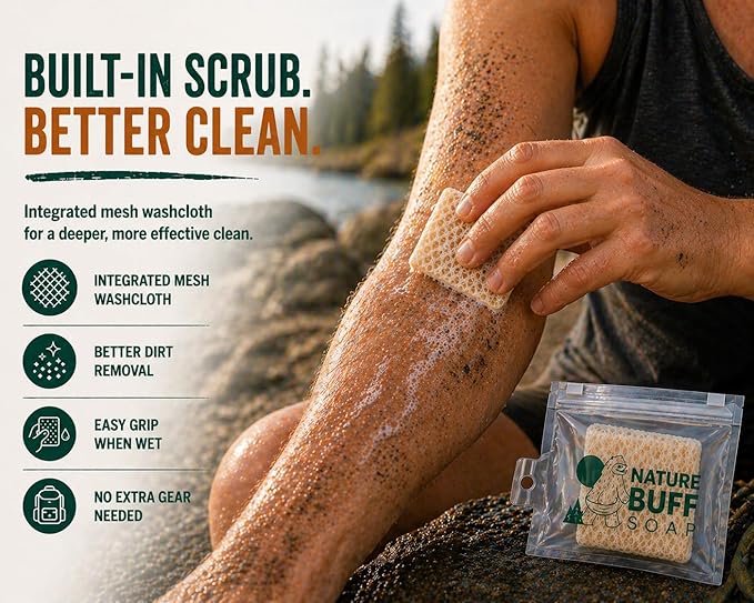 2-Pack Biodegradable Soap Unscented Travel-Sized Camping Soap Bars -All-In-One Backpacking Essentials Outdoor Recreation Soap Bar and Washcloth