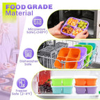 4 Pack Snack Containers Bento Box Adult Lunch Box,Meal Prep Container, Reusable Food Storage lunch Containers Stackable for Work, Travel and Gym (Orange, Green, Purple, Grass Green)