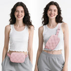 Fanny Pack for Women Men, Waterproof Belt Bag with Adjustable Strap & Back Anti-Theft Zipper Pocket, Lightweight Crossbody Bag for Travel, Workout, Running (6.Pink upgrade)
