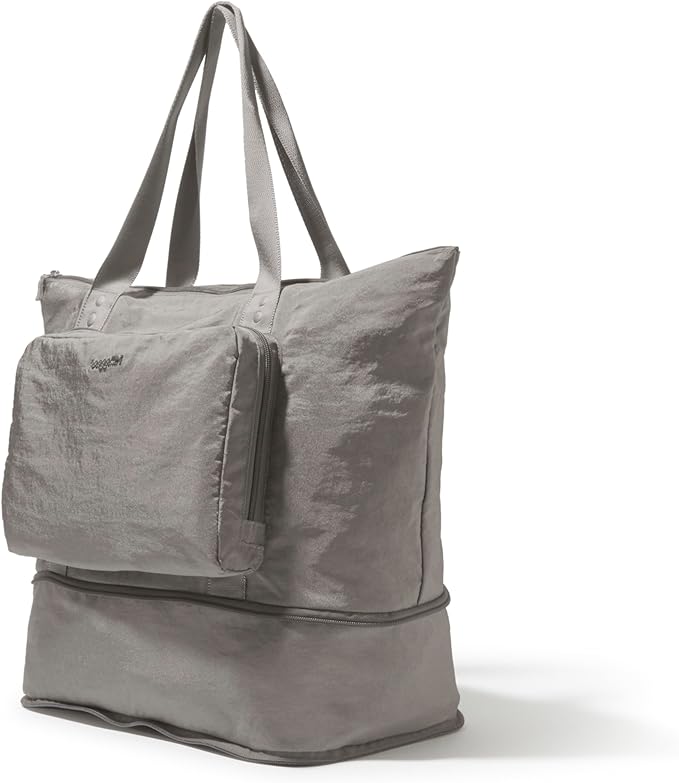 Baggallini Carryall Expandable Lightweight Travel Tote 22" Packable Folding Compact Nylon Washable Weekender w/Luggage Sleeve