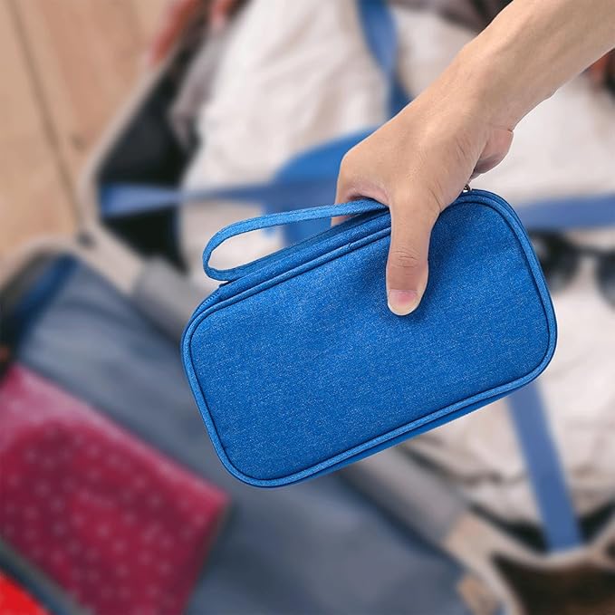 CAAORDKSO Travel Cord Organizer - Electronics Organizer Case, Cable Organizer Bag Pouch Waterproof Portable Accessories Case for Cord, Charger, Phone, Power Bank, Earphone (Blue)