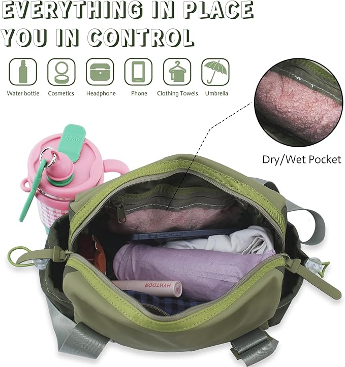 Mini Gym Bag for Women Mini Duffle Bag with Wet Compartment Waterproof, small gym bag for women, Cute Gym Tote Bag (Green)