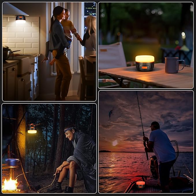 Yonktoo Rechargeable LED Camping Lantern, 300H Runtime, 6400mAh, IPX5 Waterproof Tent Light for Camping, Hiking, Power Outages, Home, Emergency - Standard Edition,Orange