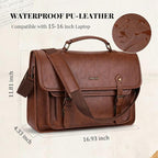 MOSISO 3 in 1 Laptop Bag, 15.6 inch PU Leather Shoulder Bag Briefcase Messenger Satchel Laptop Backpack, 15-16 inch Computer Bags Handbag Bookbag, Brown