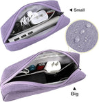 CAAORDKSO Small Cable Organizer Bag, Charger Organizer Case Pouch Travel Bag, Waterproof Electronics Accessories Case for USB, Cable, Cord, Charger, Phone, Power Bank, Earphone (Small-Purple)