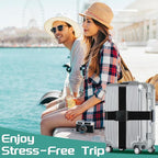 Slohif Luggage Straps for Suitcases Travel Belt Accessories Luggage Connector Identifiers 2 Pack Over Handle with Buckle Unique Nylon Adjustable Strap for Sleeping Bag Car Seat Black