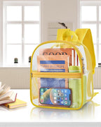 Paxiland Clear Backpack Stadium Approved 12×12×6 with Reinforced and Wider Shoulder Straps, Small Clear Bag for Schools, Concerts, Work, Festivals and Sporting Events - Yellow
