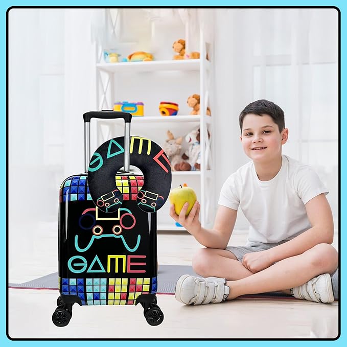 Kid’s Luggage Set 2 Piece Suitcase Set 16’’ Hardside Luggage with Spinner Wheels Girls Boys Carry on Luggage Travel Rolling Luggage Airline Approved