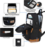 SUPACOOL Casual Laptop Backpack, Lunch bag, Pencil bag, School backpack with USB Port for Men and Women, Bookbag for Boys and Girls, Backpack Set(3PCS Black)