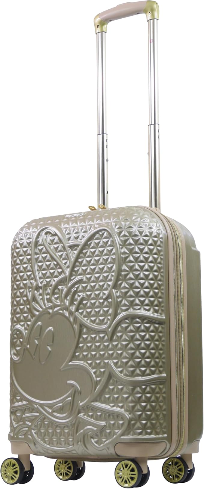 FUL Disney Minnie Mouse 25 Inch Rolling Luggage, Textured Hardshell Suitcase with Wheels, Rose Gold