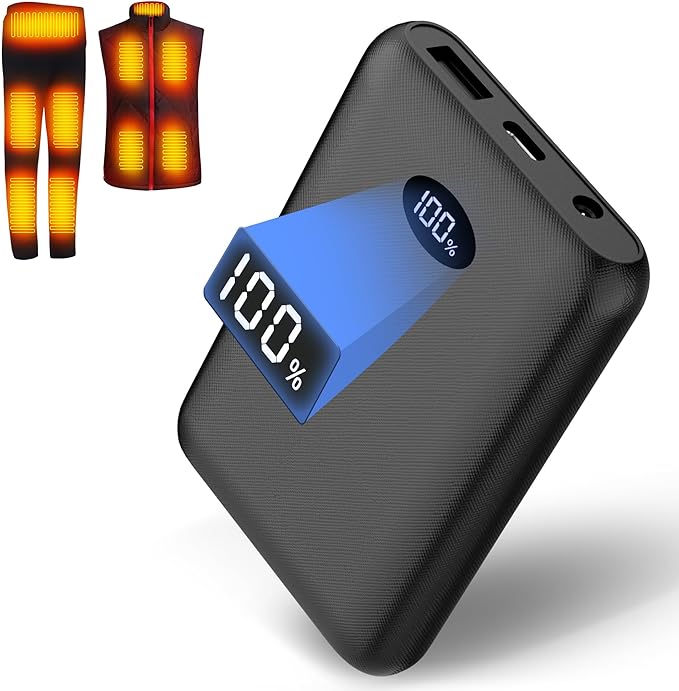 7.4V2A 10000mAh Battery Pack for Heated Vest Jacket Coat Pants and Heating Underwear, Heated Clothing Replacement Battery Pack