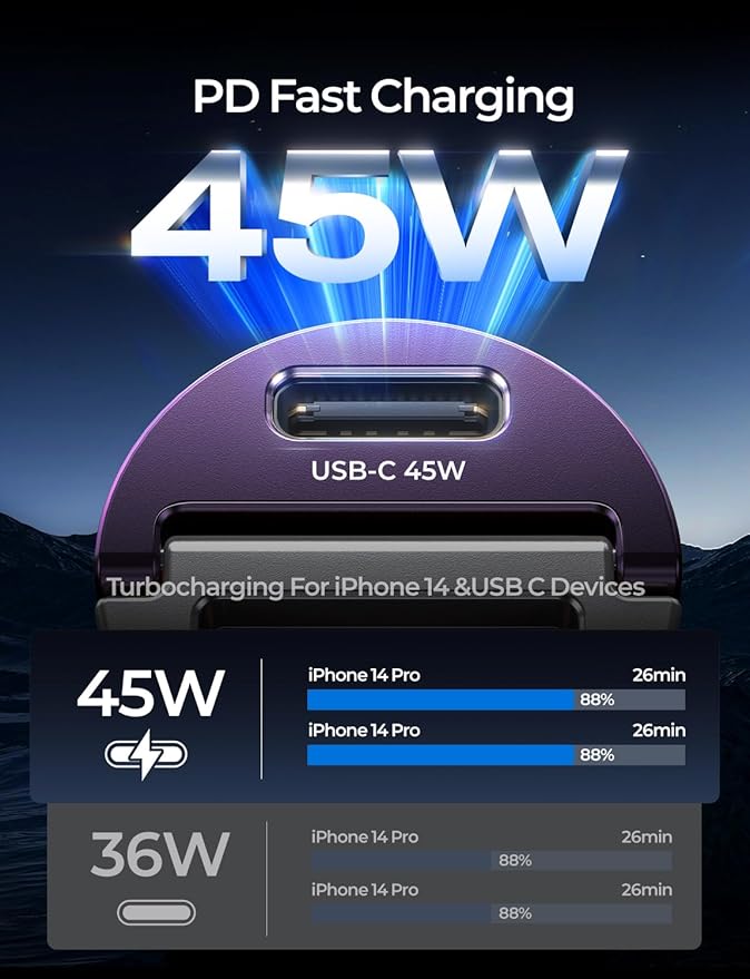 AINOPE 90W Super Fast Car Charger, Invisible USB C 45W Car Charger Fast Charging Type C, [Mini&Metal] Cigarette Lighter USB Adapter Fits Samsung Galaxy S25 Ultra S24 iPhone 16 15 Pro Max Piexl, Purple