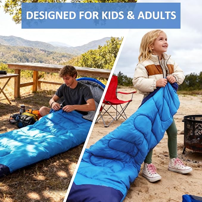 oaskys Camping Sleeping Bag - 3 Season Warm & Cool Weather - Summer Spring Fall Lightweight Waterproof for Adults Kids - Camping Gear Equipment, Traveling, and Outdoors
