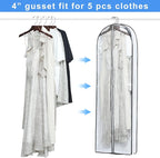 Mskitchen Clear Garment Storage with 4" Gusseted Hanging Covers - Durable, Transparent Protectors for Long Coats, Gowns, Dresses - 24"x 60"x 4" / 6 Pack