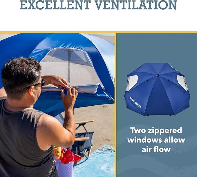Sport-Brella Premiere UPF 50+ Umbrella Shelter with Patented Side Panels and Tilt Mechanism, Heavy-Duty 1.25 Inch Center Pole, Auger Anchor for Sand and Grass