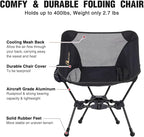 MOON LENCE Portable Camping Chair Backpacking Chair - The 4th Generation Ultralight Folding Chair - Compact, Lightweight Foldable Chairs for Hiking Mountaineering, Beach (Black-1Pack (Glod-Logo))