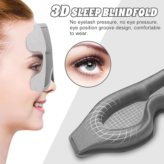 3D Advanced Eye Mask for Sleeping，Ultra Delicate Soft Skin Friendly Eye mask，100% Blackout Sleep Eye Mask for Sleep, Eyelash Extension Sleep mask