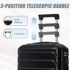 Kids Luggage Sets for Girls, 2 Piece Luggage Set, 20 Inch Rotating Wheel Suitcase with 14 Inch Cosmetic Case, Lightweight Hardshell Suitcase with 360° Spinner Wheels for Travel (Black)