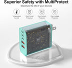 USB C Charger Block, 60W 5-Port Type C Charger Fast Charging Block, USBC USB Multiple Port Wall Charger Plug Adapter for iPhone 17/Air/16/15/14/13/12/11 Pro Max, Samsung Galaxy, iPad, Tablet (Green)