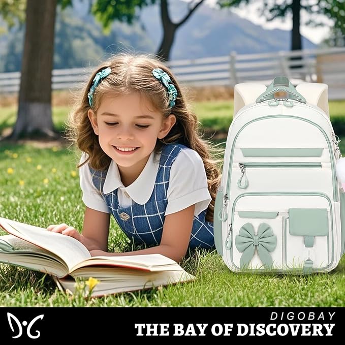 DIGOBAY Backpack for Girls, 3PCS Girls Backpack for School with Lunch Bag Pencil Case, Cute Kids Teens Bookbag for Kindergarten Elementary Preschool Middle School