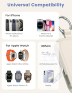 RORRY CharmGo Portable Charger, 5000mAh Portable Charger Power Bank with Built-in Cables, Travel Keychain Battery Pack for Apple Watch and iPhone Air/17/16/15/14/13/12, Starlight