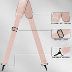 72 inch Shoulder Strap, Universal Replacement Laptop Shoulder Strap with Adjustable Buckles and Metal Hooks for Briefcase Laptop Messenger Bag Crossbody Bag Luggage/Duffel, Pink