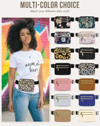 Capolo Fanny Packs for Women Fashion Waist Packs Bag with Adjustable Strap and 4 Zipper Pockets Waterproof Everywhere Crossbody Belt Bag for Workout Running Travelling(Leopard, Large)