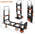 3-in-1 Aluminum Hand Truck Dolly, 660 lbs Heavy Duty Folding Trolley with Universal Wheels, Collapsible Platform Truck with Tie Down Straps for Warehouse, Supermarket, Office