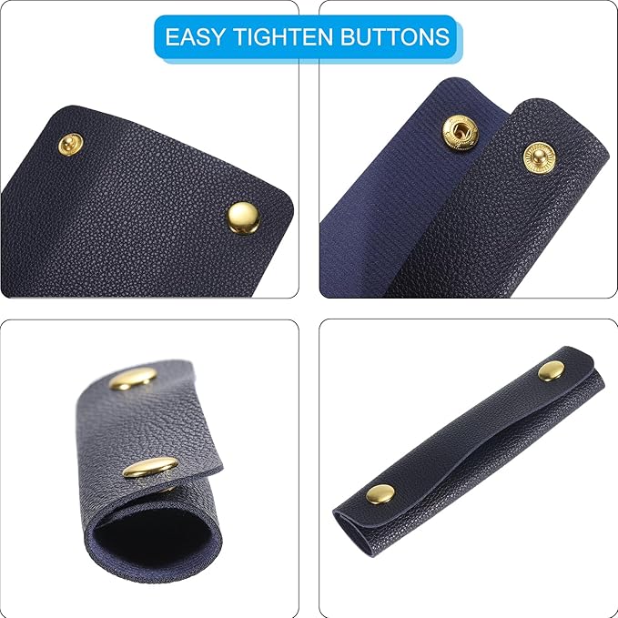 uxcell 4Pcs Handbag Handle Wrap Covers, PU Leather Luggage Grip Protector for Suitcases, Shopping Bag (13x10cm, Navy Blue)