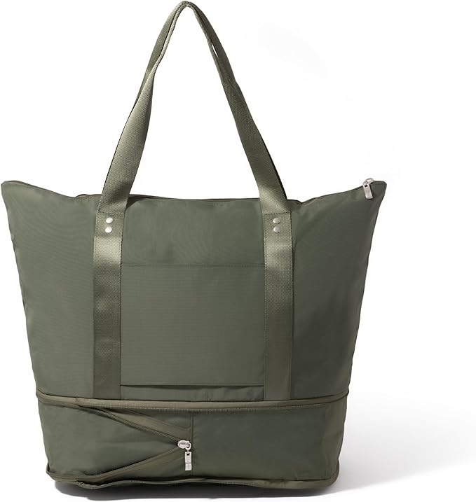 Baggallini Carryall Expandable Lightweight Travel Tote 22" Packable Folding Compact Nylon Washable Weekender w/Luggage Sleeve