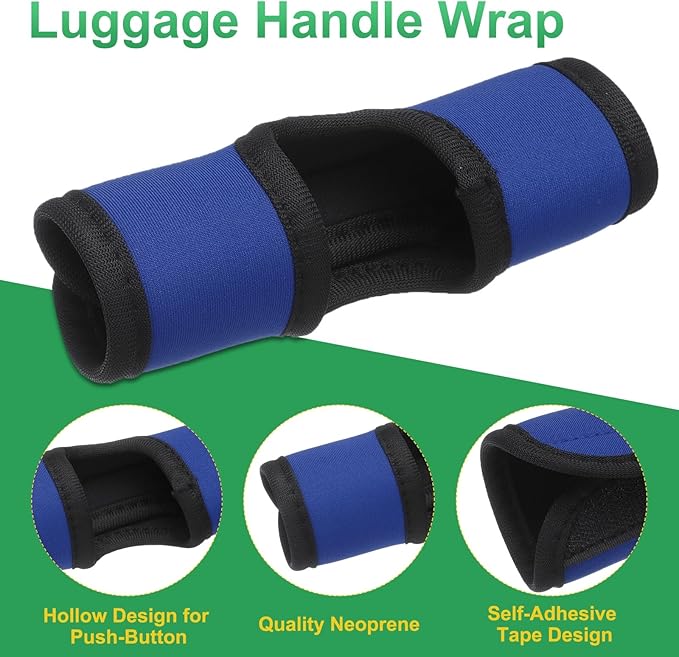 uxcell 5 Pcs Luggage Handle Wrap, Hollow Neoprene Handbag Grip Cover Protector Luggage Identifiers Suitcase Handle Wraps for Luggage Suitcase Travel Bags, Dark Blue