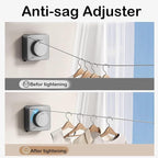 Retractable Clothesline Indoor,Bathroom Clothesline Retracting Heavy Duty Clothes Drying Laundry Line Travel Clothesline for Hotel Room Wall Mounted Stainless Steel Line-13.8 Feets,Gray