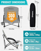 KingCamp Low Beach Chair, High Back Folding Camping Chair for Adults, Oversized Breathable Mesh Seat, 300lbs Heavy Duty Portable Chair with Cup Holder & Storage Pockets for Beach, Outdoor
