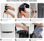 Luggage Straps 3 PCS for Suitcases TSA Approved 2 Short & 1 Long Adjustable Straps with Elastic Thick Rope for Connecting Suitcases and Bags Stably with a Strap Buckle and a Bottle Clip, Black