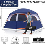 CAMPROS CP Upgraded 6/8 Person Camping Tents, Waterproof Windproof Family Tent with Larger Mesh Windows & Door, Double Layer, Easy Set Up, All-Season Dome Tent with Top Rainfly & Carry Bag