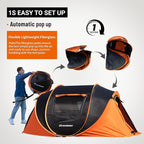 EchoSmile Pop Up Camping Tent, 2/4/6 Person Easy Setup Tent, Water Resistant Dome, Portable with Carry Bag