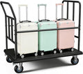 Luggage Cart,850LB Load Luggage Trolley with 5" Quiet Wheels & Secures Poles,Heavy-Duty Steel Hand Truck for Hotel Bellman,Airport,Commercial Use,Non-Slip Platform Dolly(42.51" x 25.19" x 34.25")