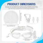 Tallew Swim Goggles Swimming Cap Set with Earplugs, Nose Clip and Case Silicone Swim Hat Waterproof Chlorine Resistant