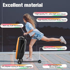 Scooter Luggage For Kids & Adults， Hardside Ride On Suitcase For Kids Ages 4-15 Multifunctional Lightweight Foldable Carry On Luggage With Wheels Ride On For Children Teenagers（Orange）