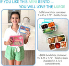 Small Snack Containers for Kids Toddlers - 3 Compartments (Set of 2) - Leak-Proof Reusable Boxes with Lids - BPA-Free Plastic Mini Bento Lunch Box - Holds 2 Cups Capacity (Pastel Blue+Teal Sparkle)