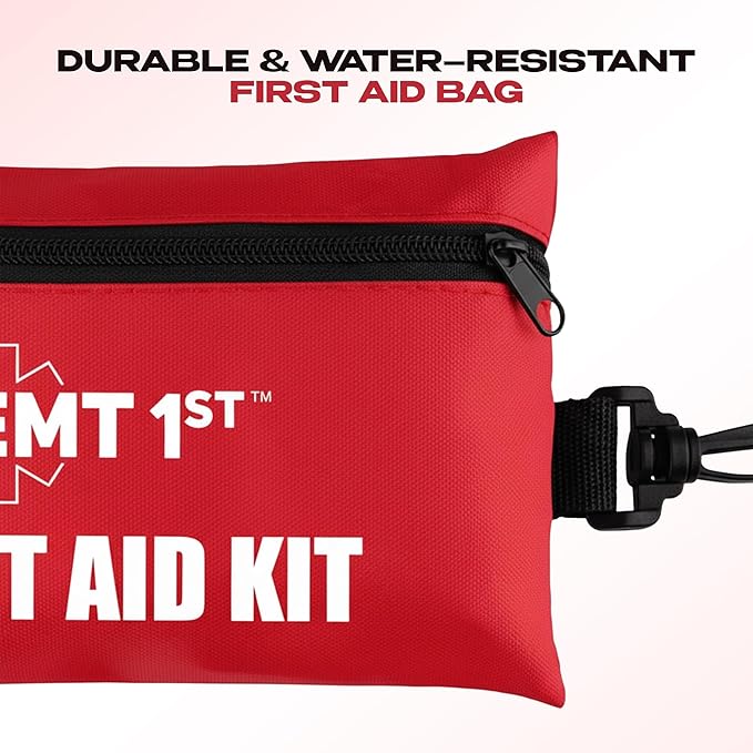 EMT 1st 73 Pcs Emergency Responder Mini First Aid Kit Pouch with 23 Unique Items & Emergency Blanket,First Aid Kit for car, Travel & Home - Emergency Bag for Hiking, Camping, Backpacking and Outdoor