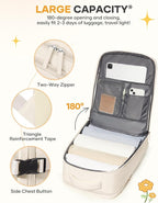 coofay Beige Travel Backpack For Women Men Airline Approved Personal Item Carry On Flight Approved Waterproof Backpack For Traveling On Airplane Weekender Travel Bag